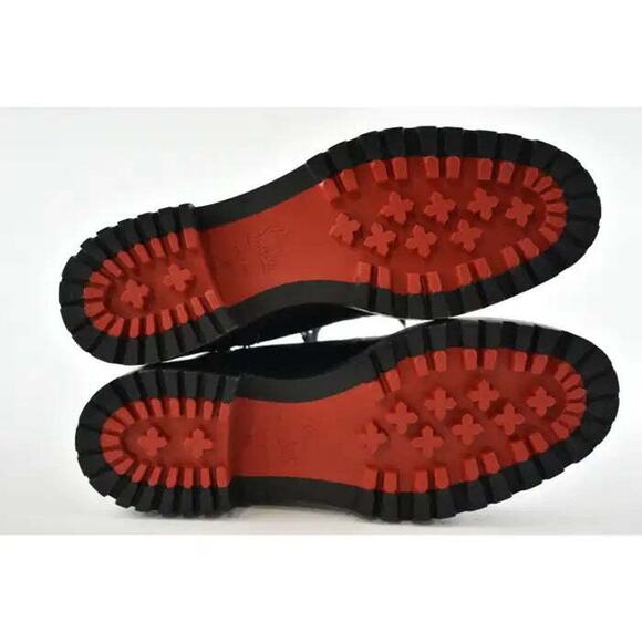 Christian Louboutin TS Croc Flat Black Calf Leather Spike Combat Ankle Boot 36 - Picture 9 of 9